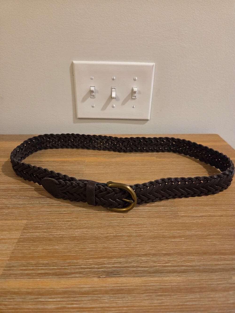 Men’s Vintage Argentine Braided Leather Belt 32 Brown Western Rustic Woven